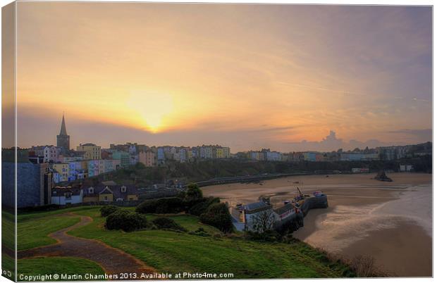 Dusk over Tenby Canvas Print by Martin Chambers