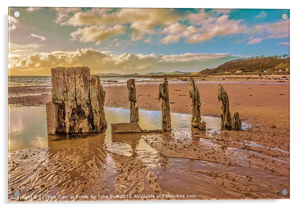 Groynes on Seamill Beach Acrylic by Tylie Duff Photo Art