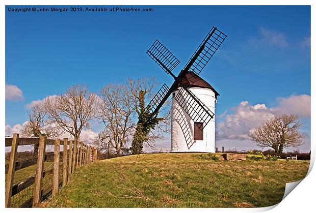 Cold Ashton Windmill. Print by John Morgan