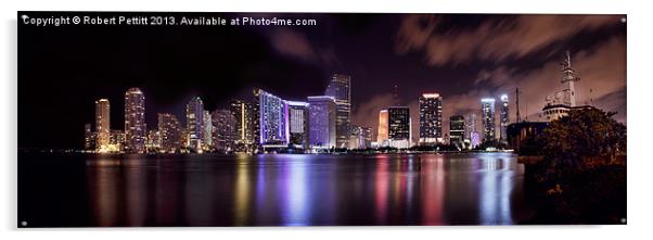 Miami Skyline Acrylic by Robert Pettitt