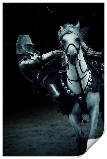 White Knight Jousting on Horseback Print by Vikki Davies