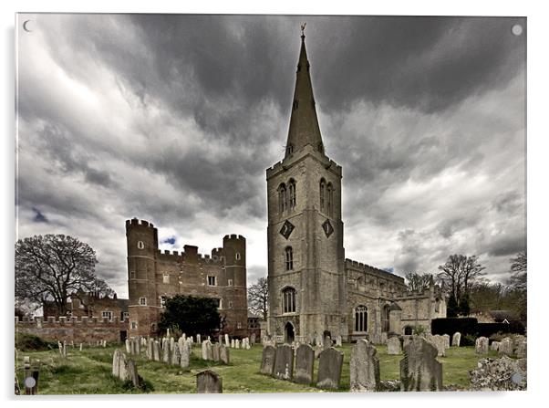 Buckden. Great Tower and St.Marys church Acrylic by Darren Burroughs