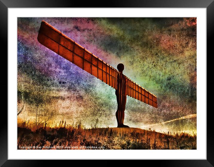 Grunged Angel Of The North Framed Mounted Print by Ray Pritchard
