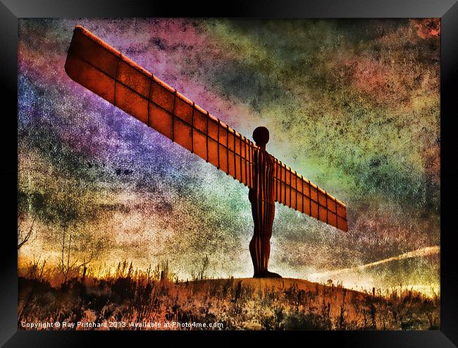 Grunged Angel Of The North Framed Print by Ray Pritchard