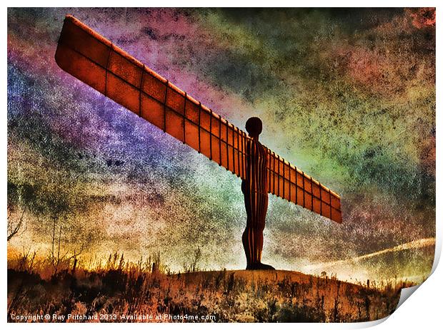 Grunged Angel Of The North Print by Ray Pritchard