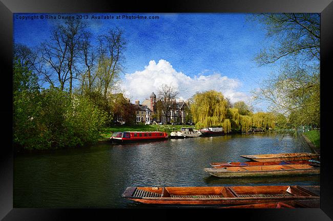Boats on the River Cam Framed Print by Fine art by Rina