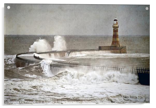 Textured Roker Pier Acrylic by Ray Pritchard