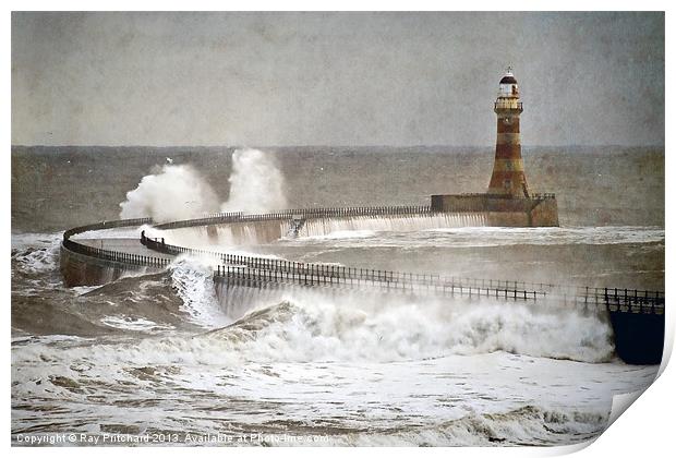 Textured Roker Pier Print by Ray Pritchard