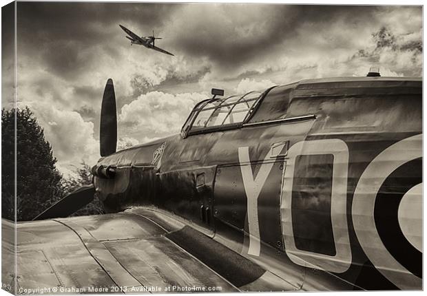 Hurricane and Spitfire Canvas Print by Graham Moore