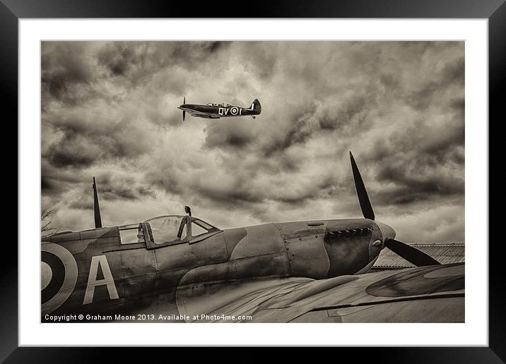 Spitfire flypast Framed Mounted Print by Graham Moore
