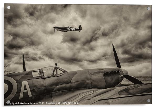 Spitfire flypast Acrylic by Graham Moore