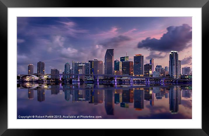 Miami Skyline II Framed Mounted Print by Robert Pettitt