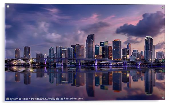 Miami Skyline II Acrylic by Robert Pettitt