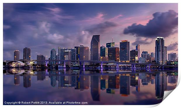 Miami Skyline II Print by Robert Pettitt