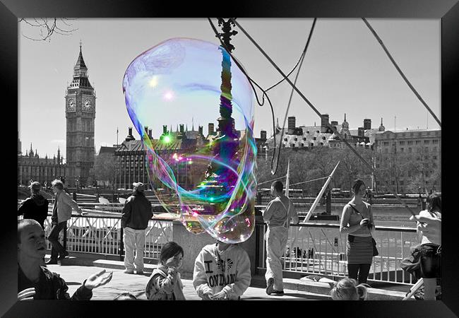 Bubbles Big Ben Framed Print by David French