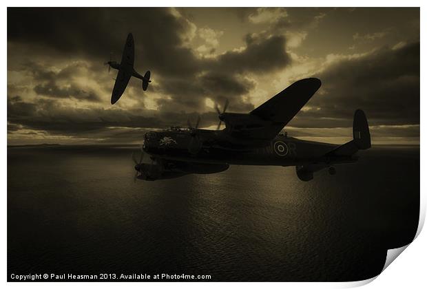 Spifire and Lancaster Print by P H