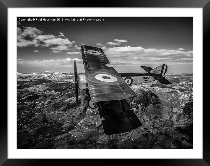 Sopwith Pup Black and white Framed Mounted Print by P H