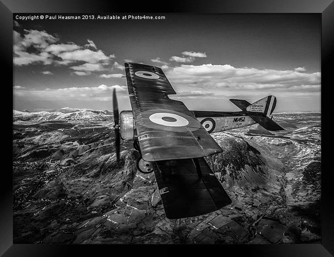 Sopwith Pup Black and white Framed Print by P H