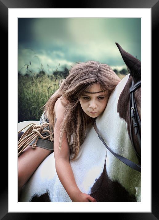 Warrior Child on Paint Pony Framed Mounted Print by Vikki Davies