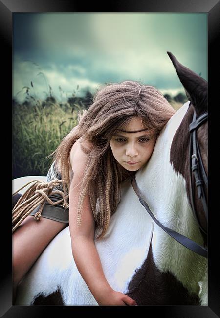 Warrior Child on Paint Pony Framed Print by Vikki Davies