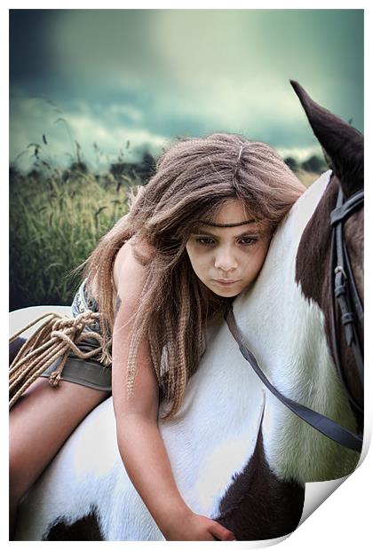 Warrior Child on Paint Pony Print by Vikki Davies