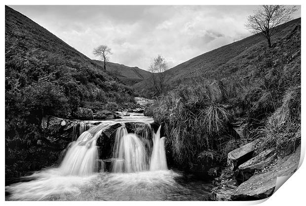 Peak District,Fair Brook Waterfalls Print by Darren Galpin