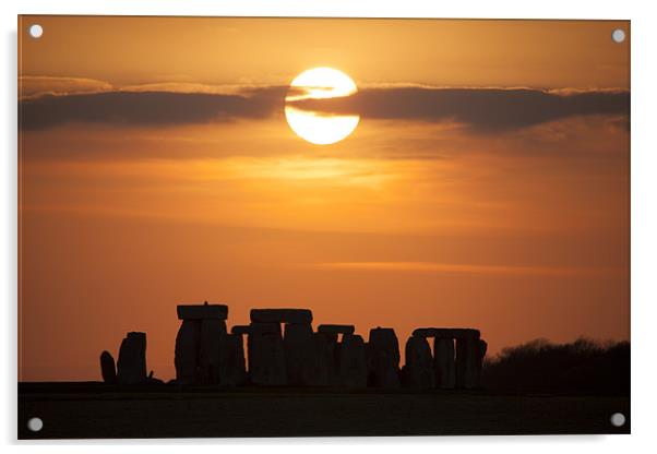 Stonehenge Sunset Acrylic by Simon West