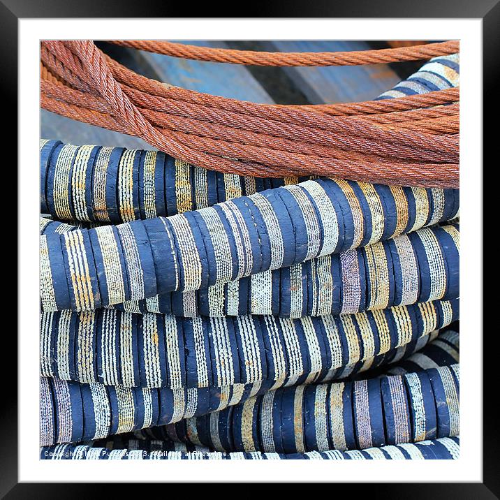 Stripy Fishing Rope Background Pattern Square Framed Mounted Print by Mark Purches