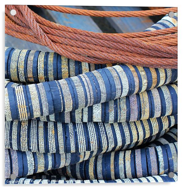 Stripy Fishing Rope Background Pattern Square Acrylic by Mark Purches