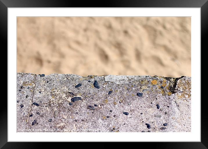 Soft Sandy Beach and Hard Concrete Wall Texture Ba Framed Mounted Print by Mark Purches