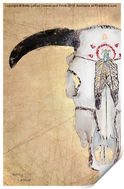 Indian Cow Skull #2 Print by Betty LaRue
