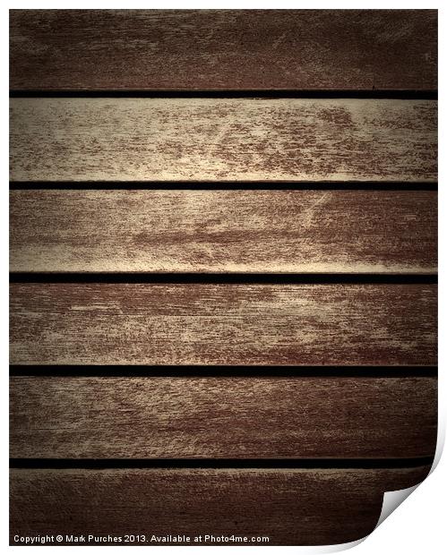Vintage Retro Wood Texture Background Print by Mark Purches