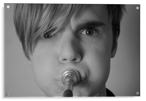 Trumpet player Acrylic by Liam Ellis
