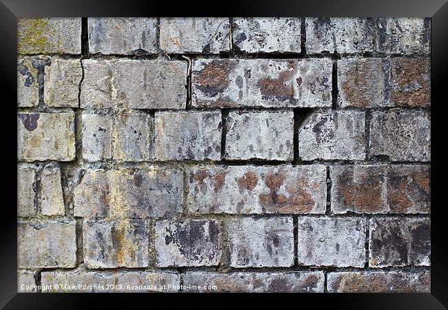 Weathered Old Brick Wall Texture Framed Print by Mark Purches