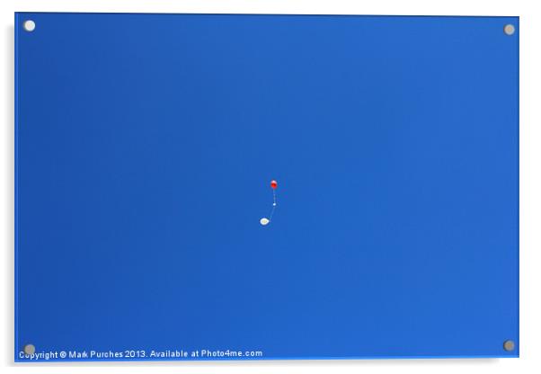Red and White Balloons in Blue Sky Acrylic by Mark Purches
