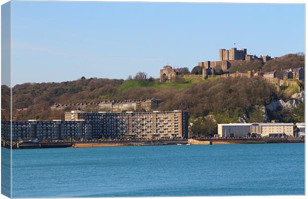View of Seafront & Dover Castle Canvas Print by Colin Habbershaw