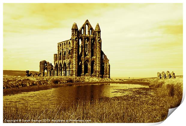 Whitby Abbey in Sepia Print by Sarah George