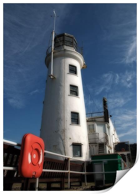 Scarborough lighthouse in morning light Print by Stephen Wakefield