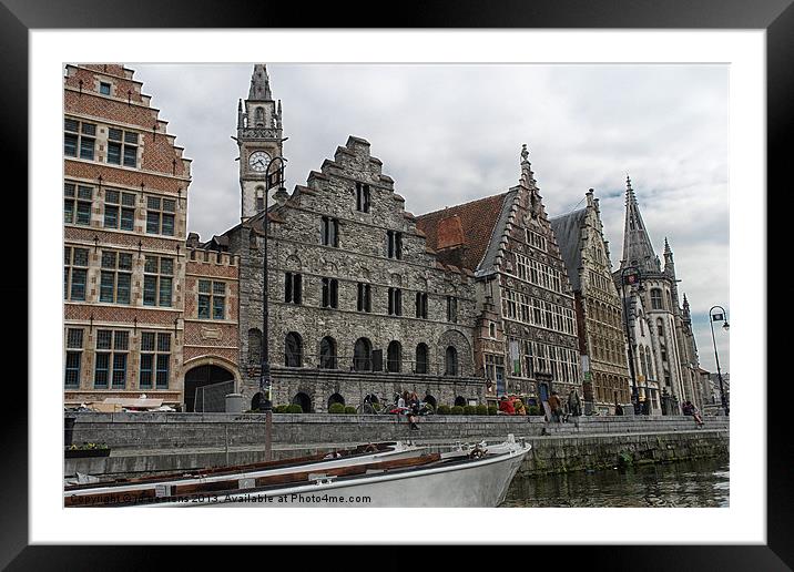 Ghent medieval houses Framed Mounted Print by Jo Beerens