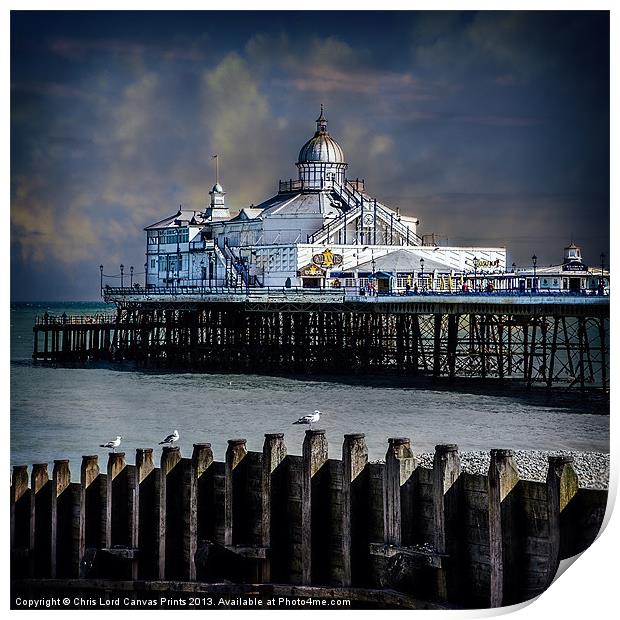 Eastbourne Breakwater and Pier Print by Chris Lord
