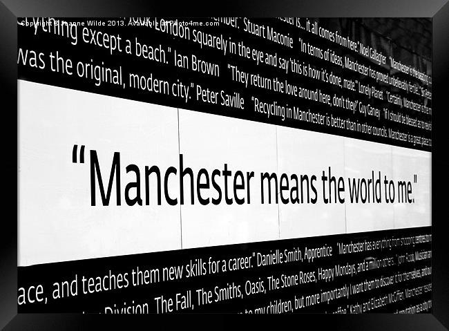 Manchester means the world to me Framed Print by Joanne Wilde