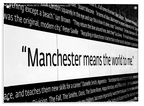 Manchester means the world to me Acrylic by Joanne Wilde