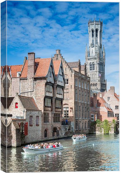 Belfry Clock Tower Bruges Canvas Print by Stephen Mole