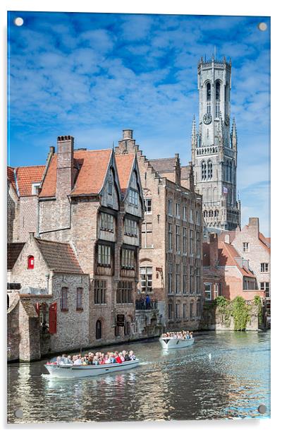 Belfry Clock Tower Bruges Acrylic by Stephen Mole