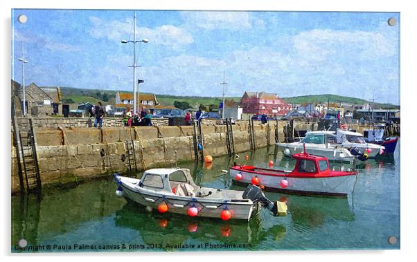 Reflections at West Bay harbour Acrylic by Paula Palmer canvas