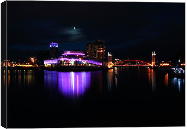 Salford Quays at Night Canvas Print by Joanne Wilde