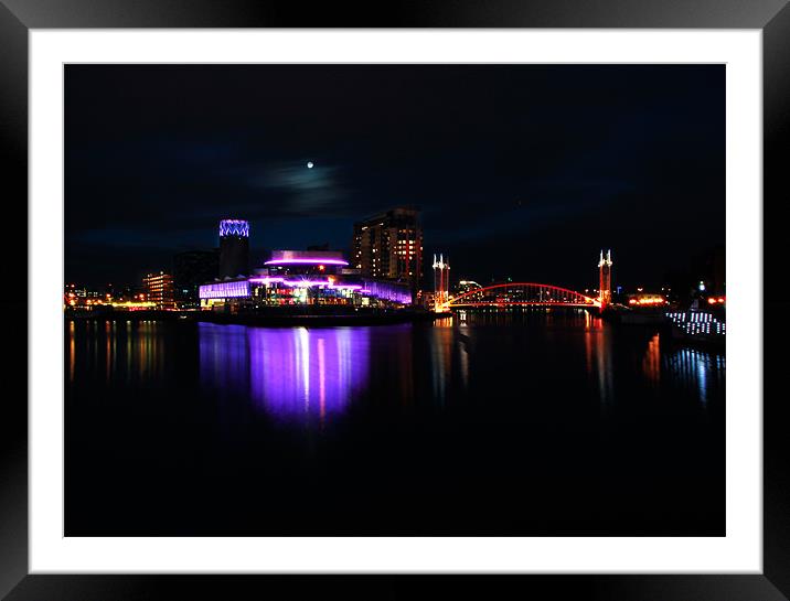 Salford Quays at Night Framed Mounted Print by Joanne Wilde