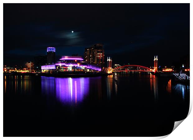 Salford Quays at Night Print by Joanne Wilde