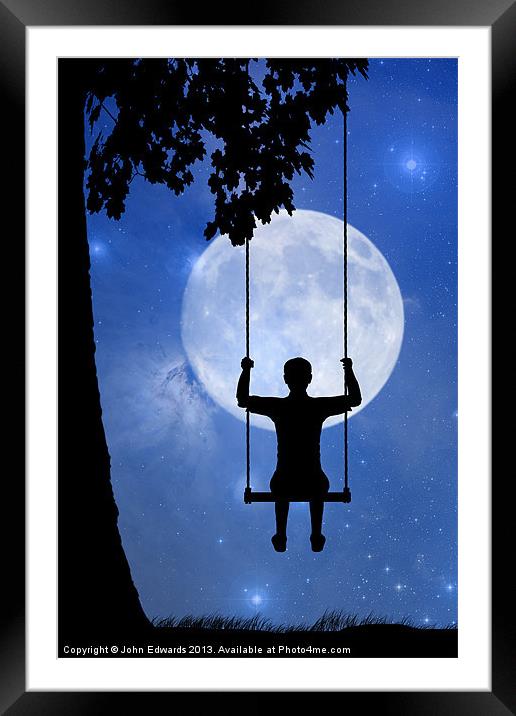 Childhood dreams, The Swing Framed Mounted Print by John Edwards