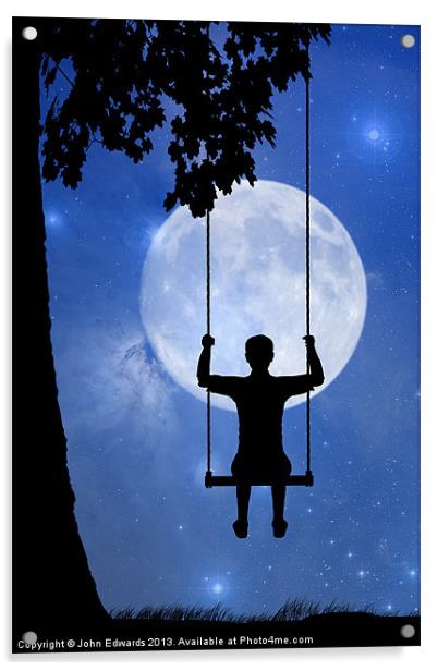 Childhood dreams, The Swing Acrylic by John Edwards